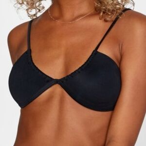 RVCA,NWT, Solid Trilette Bikini Top,Black,L/12